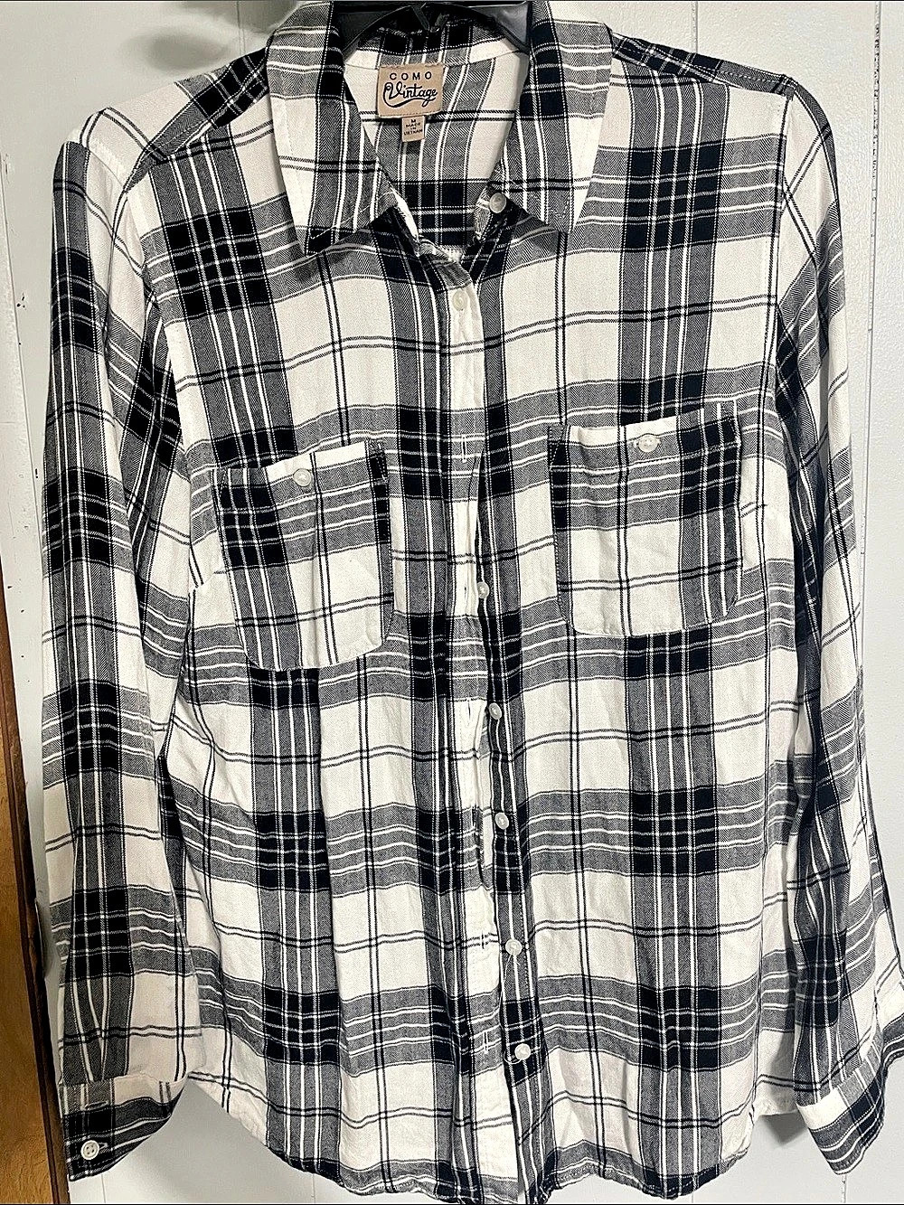 Rails Plaid Button Down in Black & White Like New